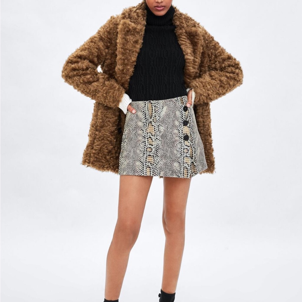 Zara leopard print leather skort
